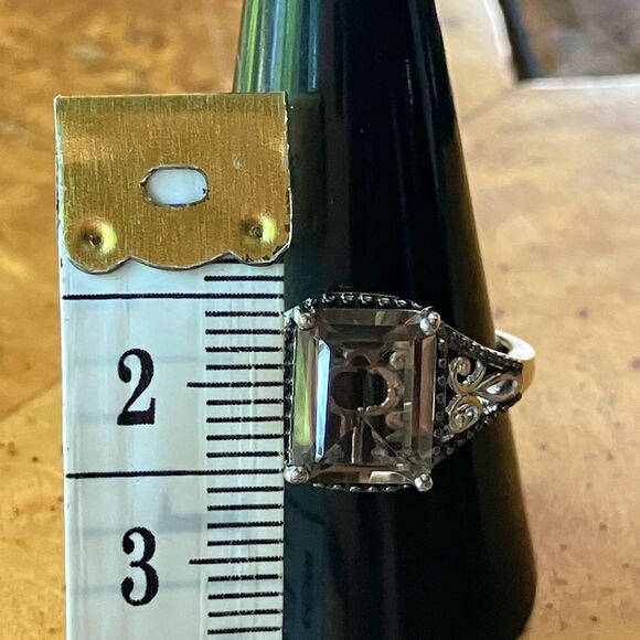 Natural Smoky Quartz Sterling Silver Solitaire Ring Size 10 - Picture 7 of 9